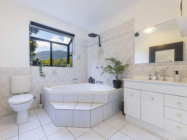 Ensuite with view to Mt. Riddell